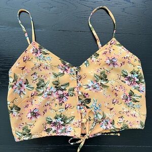 Floral button front crop top